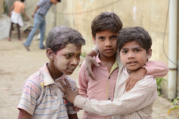 Children, Holi celebrations, India