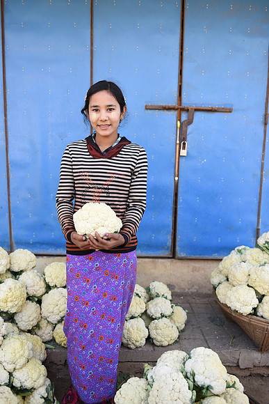 Selling Cauliflower, Myanmar